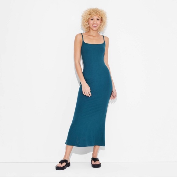 wild fable Dresses & Skirts - NWT Women's Ribbed Maxi Slip Dress - Wild Fable™
Dark Green Small
